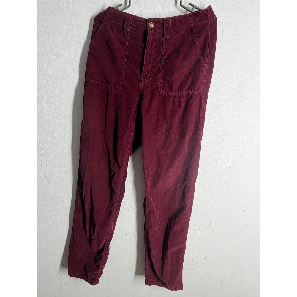 American Eagle Baggy Mom Pants Corduroy Burgundy Maroon High Waisted Tapered 8